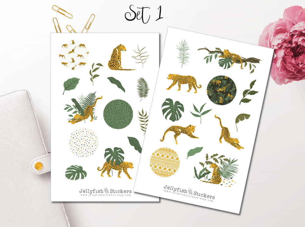 Leopard und Tiger Sticker Set